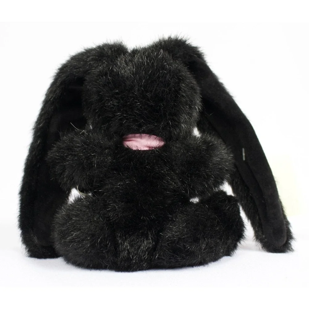Vintage 1991 Mary‎ Meyer Jointed Black Bunny Rabbit Blue Eyes Pink Bow w Tags 7